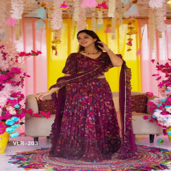 Premium Digital Print Tiered Lehenga Choli with Dupatta